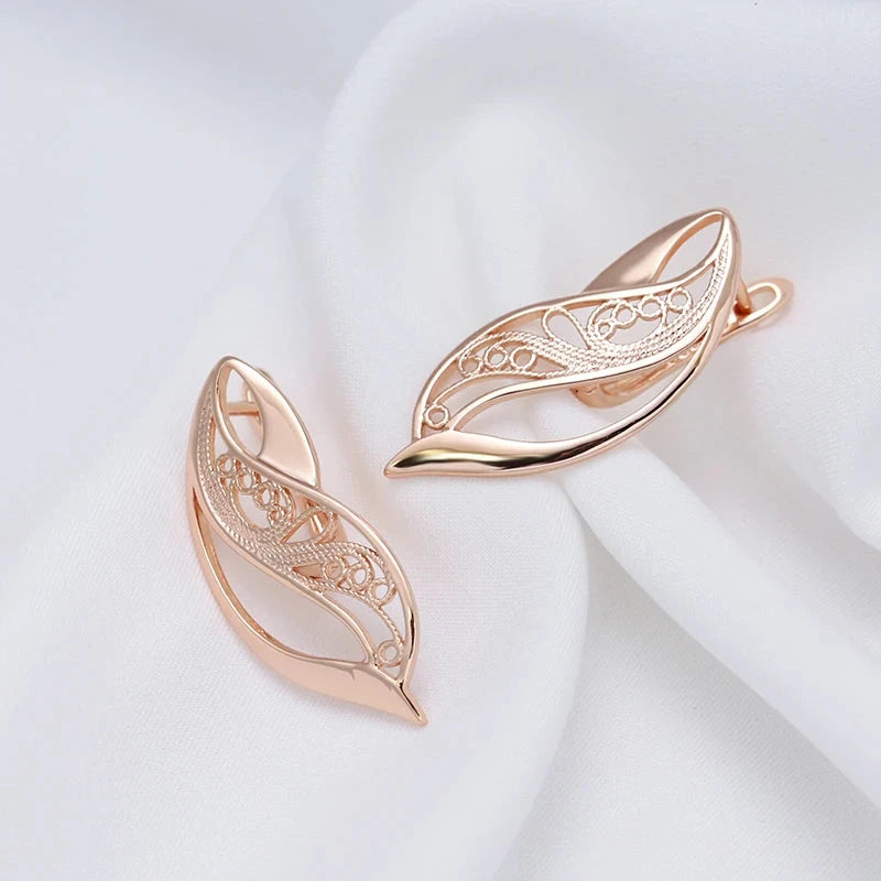 Glossy Hollow Dangle Earrings for Women – Rose Gold Ethnic Bridal Jewelry