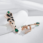 585 Rose & Black Gold Green Zircon Flower Earrings for Women