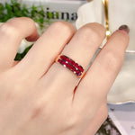 Classic Design Double Layer Ruby Classic Smooth RingsresizableRed