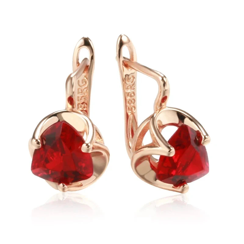585 Rose Gold Color Luxury Earrings for WomenRed