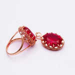 Creative Court Style Classic Gold Plated 14K rose gold Oval ruby rings