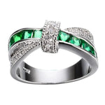 Silver Cross Plated Crystal Wedding Ring for Women8green