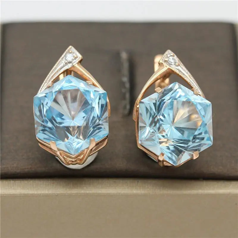 Rose Gold Geometric Light Sapphire EarringsEarrings