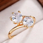 Unique Double CZ Design Women Rings Luxury Fashion Wedding Band Accessories Party Temperament Elegant Female Jewelry New