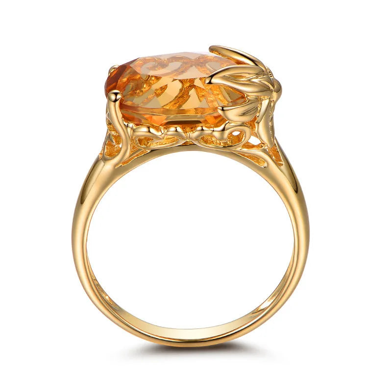 Natural Peridot 18K Gold Rings Gemstone