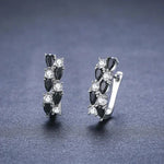 Black and White CZ Hoop Earrings for Women