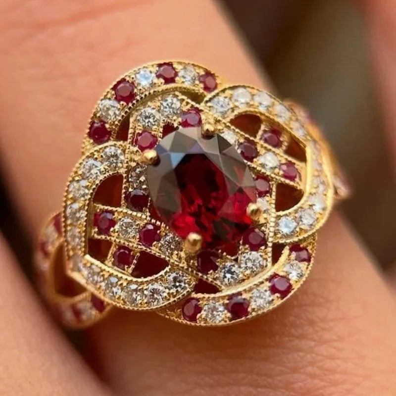 Retro Red Gemstone Ring – European & American Style6Red