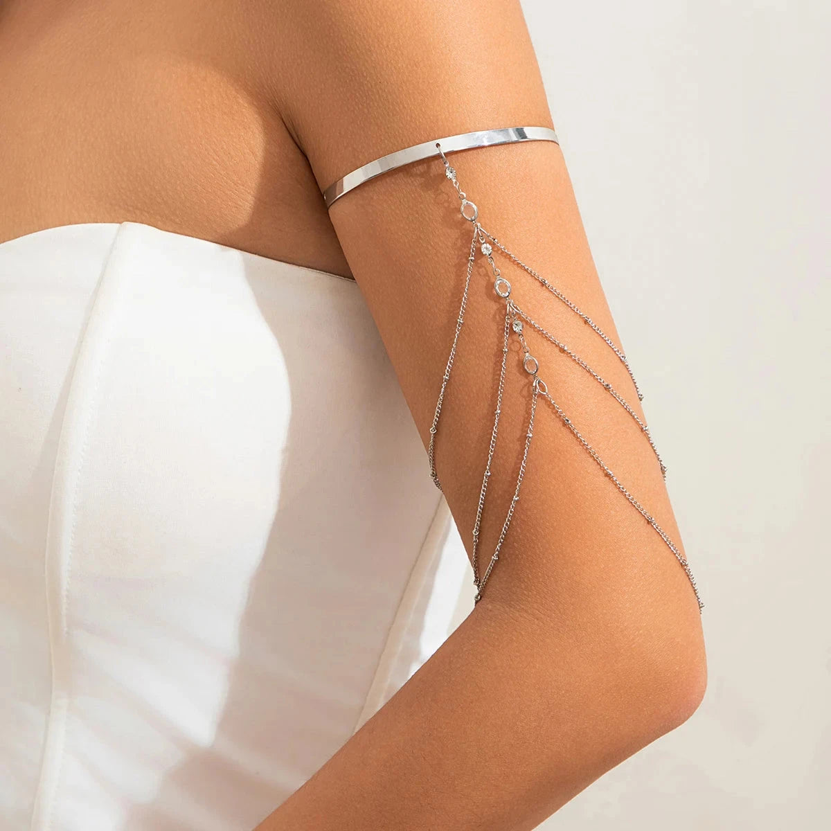Boho Crystal Pendant Cuff Open Bangles