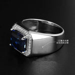 Male 5ct Emerald Sapphire Ring 925 sterling silver