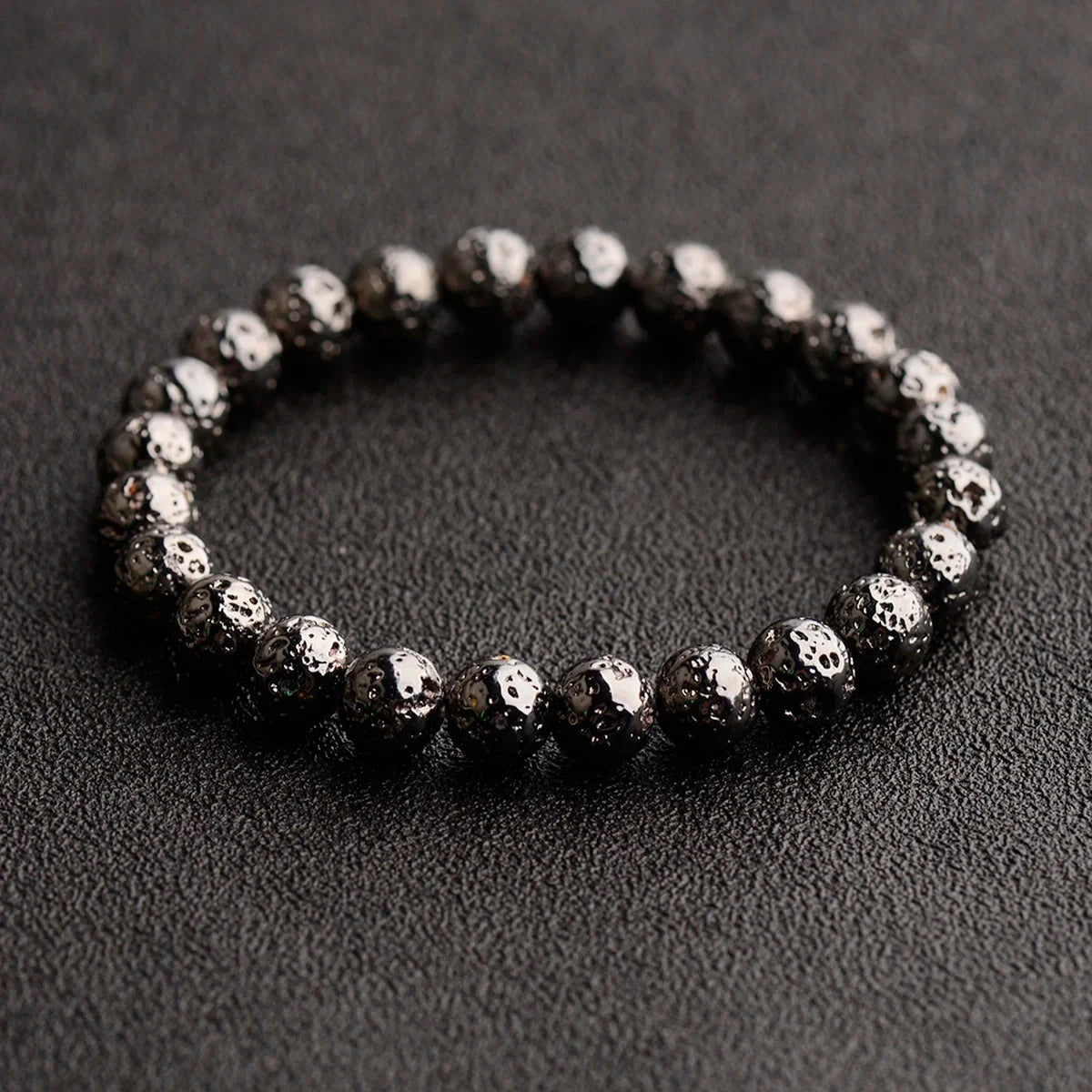 Lava Stone Bead Bracelet – Gold/Silver Unisex