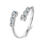 Moissanite Adjustable Open Ring – 925 Sterling Silver, White Gold PlatedMSR068-Eresizable
