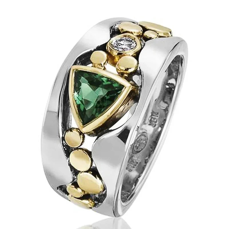 Triangular Green Stone Ring for WomenF3366