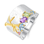Topaz Amethyst Peridot Cocktail 925 Sterling Silver RingRing5