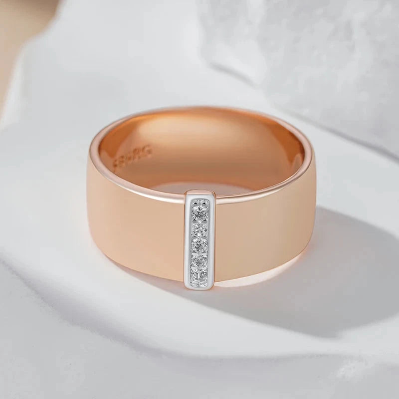 Luxury Natural Zircon 10mm Width Rings For Women