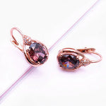 Gold Plated 14K Rose Gold Inlaid Water Drops Ruby Earrings