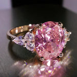 Pink Oval Zircon Ring – Vintage Rose Gold & SilverRose Gold Pink6