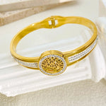 Unisex Tree of Life Bracelet – Gold CZ Luxury Bangle