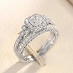 Huitan Fashion 2Pcs Set of Rings for Women Double Layer Stackable Fashion Jewelry Trendy Cubic Zirconia Stone Finger AccessoriesT03367
