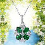 Flower Pendant Necklace Light Luxury Micro-inlaid Emerald
