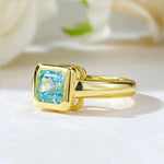 Aquamarine Gemstone Vintage 18K Gold Plated 925 Sterling Silver Ring for Women