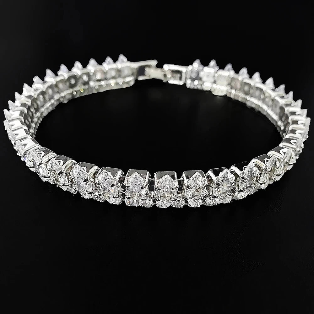 Luxury Silver Bracelet Bangle for Womens8256-white