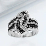 Black Enamel Ring with White Zircon – Women's Luxury