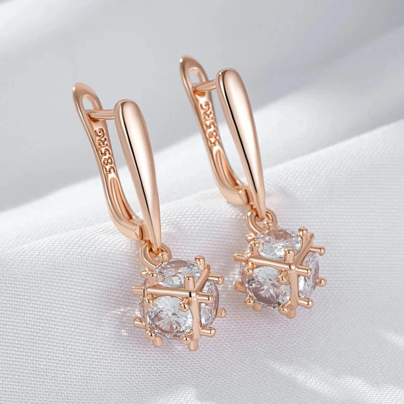 Square Drop Earrings for Women Fashion 585 Rose Gold