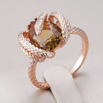 Snake Rose Gold With Brown Natural Zircon Ring for Women