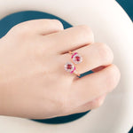 Bling Garnet and Ruby Flower Shaped Resizable RingRing