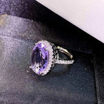 Elegant Big Oval Purple Cubic Zirconia Rings for Women