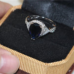 Drop 4ct Blue Sapphire Engagement Rings