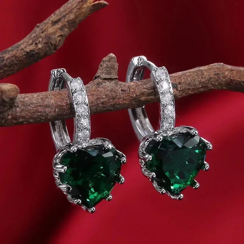 Luxury Green Crystal Drop Earrings – Women's Anniversary GiftE225
