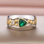 Triangular Green Stone Ring for Women
