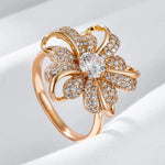 Kinel Rose Gold Crystal Flower Ring