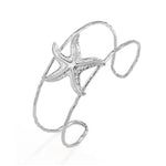 Skyrim Starfish Double Layer Cuff Bracelet Women Stainless Steel Gold Color Open Bangle Fashion Summer Beach Jewelry GiftStyle A SteelAdjustable