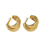 Gold Double Layer Circle Hoop Earrings for Women