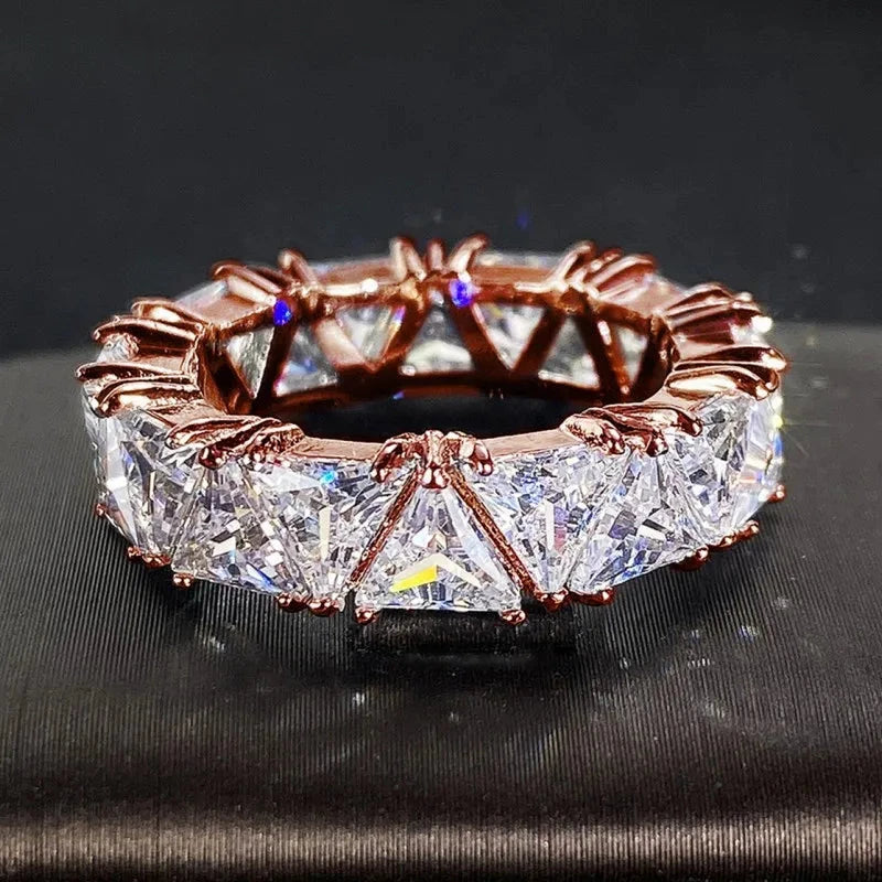 Huitan Triangular CZ Promise Rings for WomenQ27612