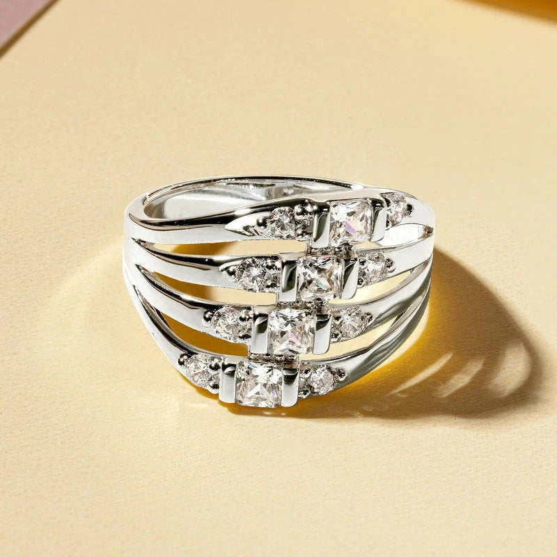 Rrjzz 14K Gold Plated CZ Gemstone Ring