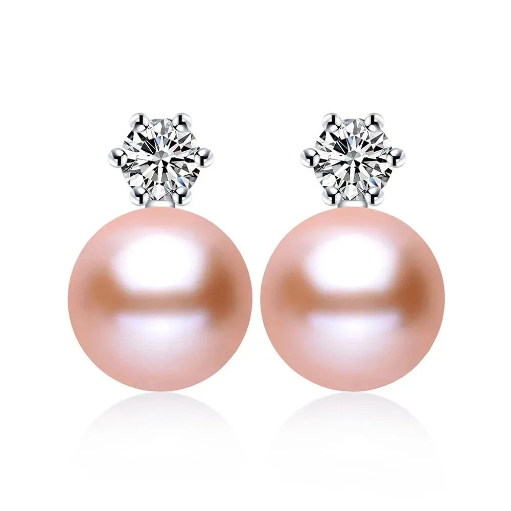 Classic Princess Earrings 100% Real Freshwater Pearl EarringPinkCHINA