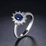 Princess Kate Blue Crystal Bridal Ring for Women