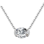 Oval Moissanite Pendant Necklace for Women1.5ct Oval-SilverCHINA
