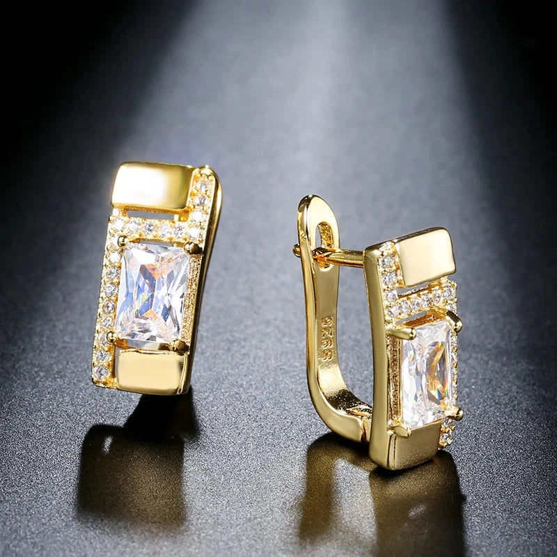 Micro Inlay Zircon Square Earrings for Women