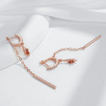 Red Zircon Rose Gold Long Tassel Dangle Earrings for Women