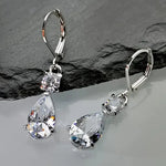 Elegant Crystal Hanging with Pear CZ Earrings for Women