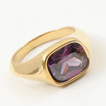 Luxury Shiny Cubic Zirconia Stainless Steel Wedding Statement Ring PVD Gold Plated Fashion Waterproof Jewelry16728