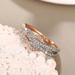 Rose Gold Luxury Two-Tone Knot Ring for Women