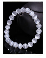 Natural White Selenite Stone Bead Bracelet
