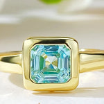 Aquamarine Gemstone Vintage 18K Gold Plated 925 Sterling Silver Ring for Women