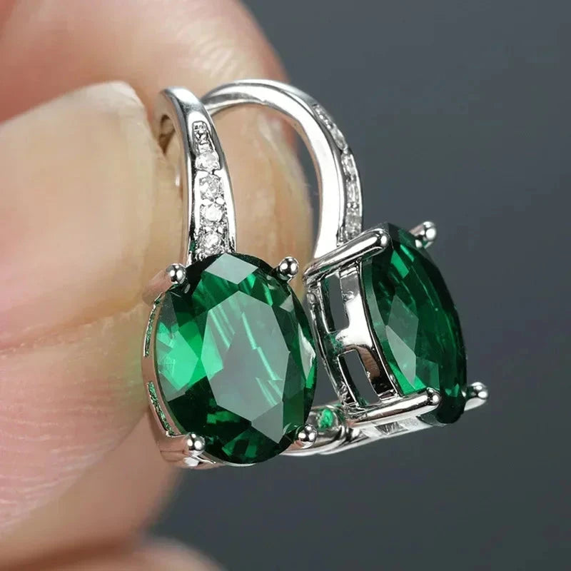 Luxury Green Crystal Drop Earrings – Women's Anniversary GiftE820