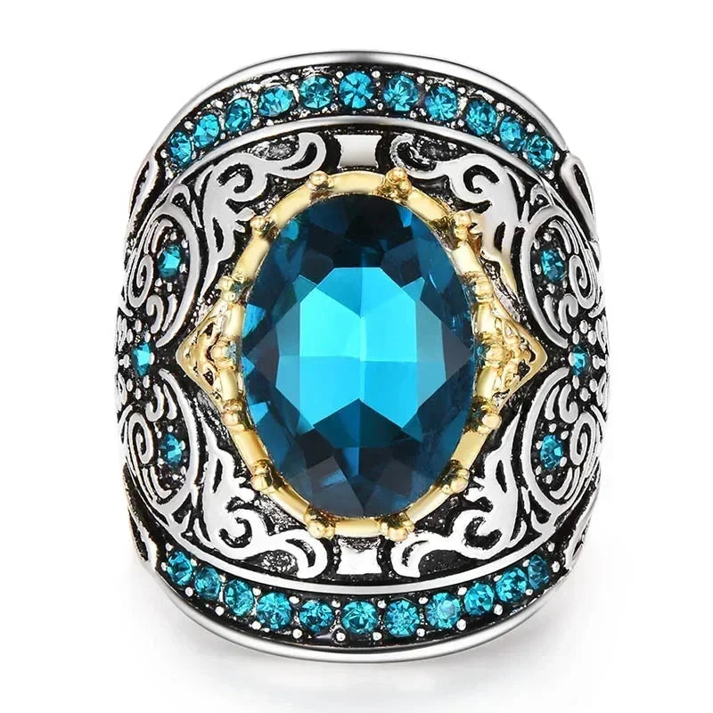 European & American Aquamarine Oval Gem RingCR6442XS6